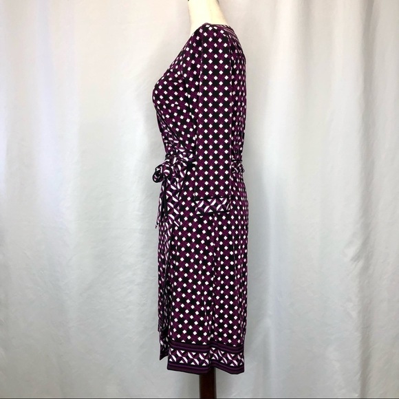 White House Black Market classic wrap dress all-over geometric op art pattern 2 - Picture 5 of 7
